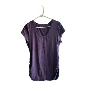 Thyme maternity short sleeve purple side rauched T shirt size L